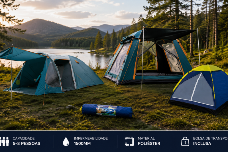Barraca de camping impermeável para família